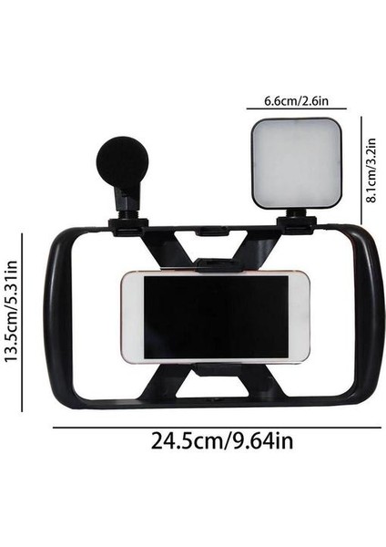 Tek Işıklı Selfie Çubuğu Tripod 4ın 1 Fotoğraf Tripod Standı Kiti El Kavrama Sabitleyici Mikrofonlu Telefon Tripod Tutucu Çift Dolgu Işığı (Yurt Dışından)