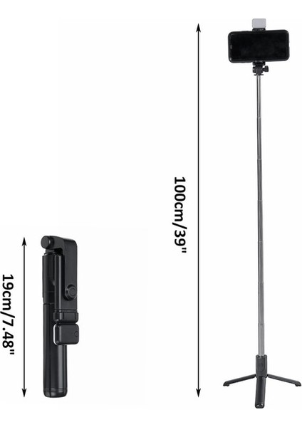 1 Işık ile 100 cm 150/160 cm Bluetooth Kablosuz Selfie Çubuğu Mini Tripod Dolgu Işığı ile Uzatılabilir Monopod iPhone Android Telefon Için Uzaktan Deklanşör (Yurt Dışından)
