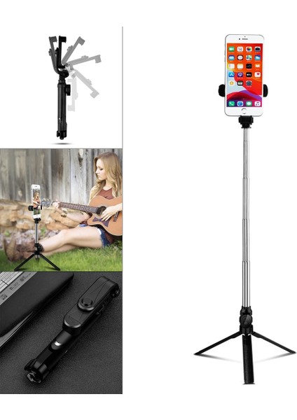 Beyaz Selfie Çubuğu XT10 Yatay Çekim ve Dikey Çekim Akıllı Telefon Android Ios Için Ölçeklenebilir Selfie Çubuğu Canlı / Video Için Fit (Yurt Dışından)