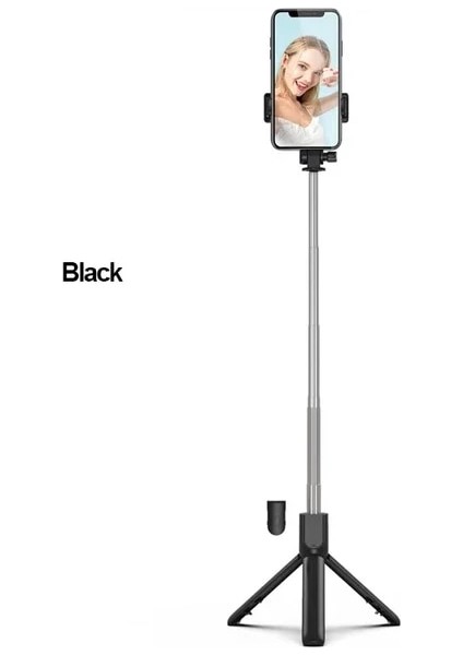 R1 Siyah Işık Yok 2pcs Selfie Çubuğu Tripod Kablosuz Bluetooth Uzaktan Kumanda Teleskopik Katlanabilir Uzatılabilir Dolgu Işığı 360° Dönüş Telefon Tutucu (Yurt Dışından)