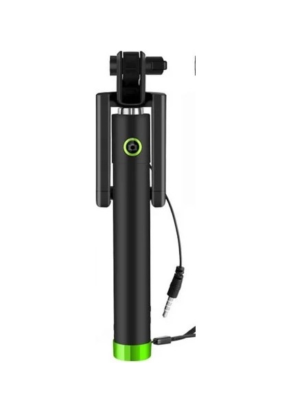 Yeşil Kablolu El Evrensel Monopod Uzatılabilir Selfie Sopa Zamanlayıcı Mini Taşınabilir IPhone Sumsung Xiaomi Akıllı Telefonlar Için (Yurt Dışından)