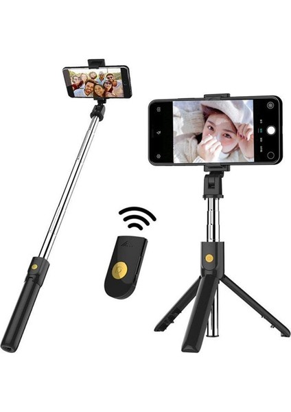 Siyah 3 In1 Kablosuz Selfie Sopa Akıllı Telefon Tripod Için Uzaktan Kumanda ile Tripod Uzatılabilir Monopod Telefon Selfie Sopa (Yurt Dışından)
