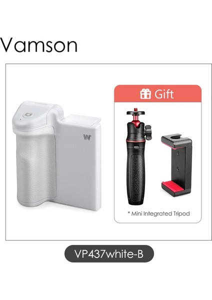 VP437WHITE-B Vamson iphone Kamera Kavrama Kablosuz Bluetooth Uzaktan El Telefonu Deklanşör Selfie Güçlendirici Sabitleyici Kolu Akıllı Telefon Için (Yurt Dışından)
