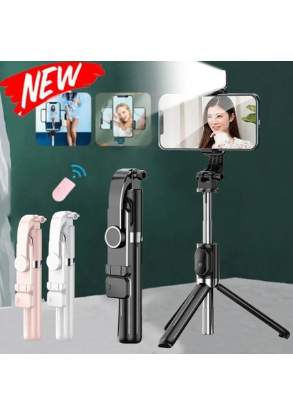 Pembe iPhone Cep Telefonu Kablosuz Dönen Dolgu Işığı Selfie Sopa Telefon Tutucu 360 Derece Döndür Bluetooth Selfie Sopa (Yurt Dışından) fiyatları