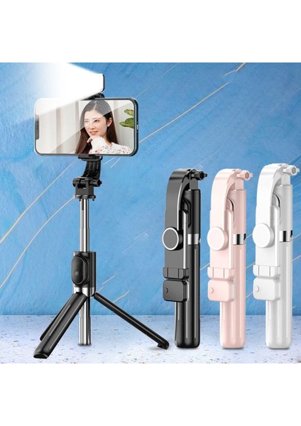 Pembe iPhone Cep Telefonu Kablosuz Dönen Dolgu Işığı Selfie Sopa Telefon Tutucu 360 Derece Döndür Bluetooth Selfie Sopa (Yurt Dışından) indirimleri