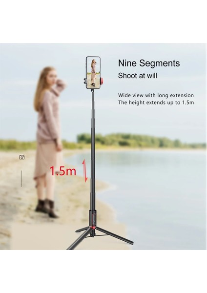 1-202-PINK-81CM 150CM/81CM Kablosuz Selfie Çubuğu Tripod Telefon Standı Tutucu Tripod Mobil Uzatılabilir Taşınabilir Alüminyum Alaşımlı Akıllı Telefon Için (Yurt Dışından) fiyatları