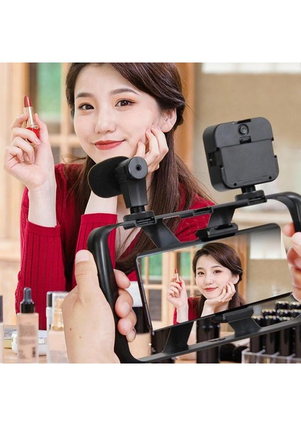 Tek Işık Selfie Çubuk Tripod 4 In 1 Fotoğraf Tripod Standı Seti Geri Çekilebilir Klip Tripod Standı Mikrofon ile Kadınlar Için Dolgu Işığı Seyahat Phot (Yurt Dışından)