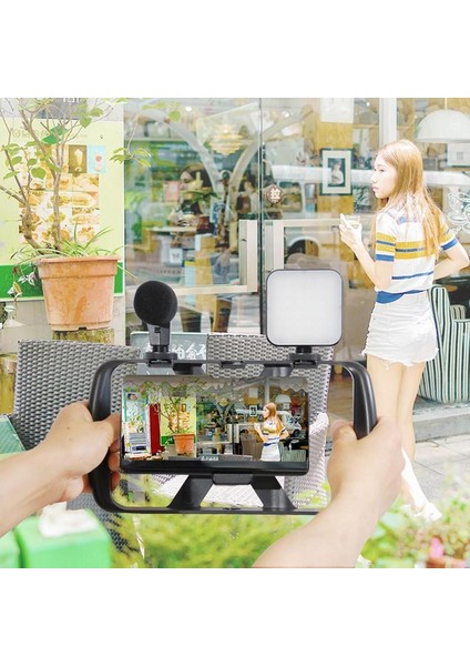 Tek Işık Selfie Çubuk Tripod 4 In 1 Fotoğraf Tripod Standı Seti Geri Çekilebilir Klip Tripod Standı Mikrofon ile Kadınlar Için Dolgu Işığı Seyahat Phot (Yurt Dışından)