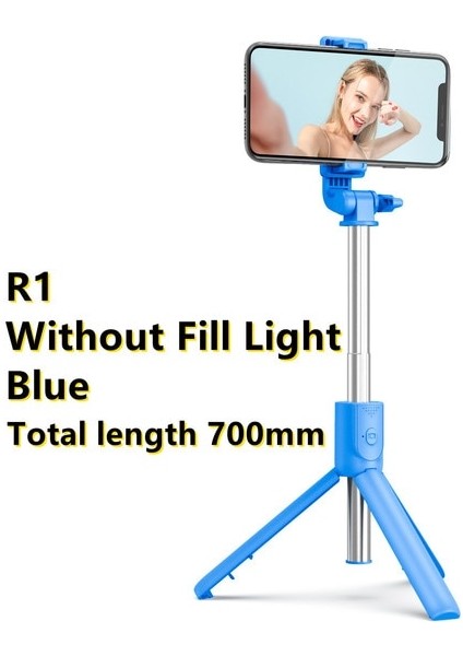 R1 Mavi Yeni Mini Bluetooth Kablosuz Selfie Çubuğu Geri Çekilebilir Katlanır Monopod, Ios Android Için Dolgu Işığı Uzaktan Kumanda Deklanşör ile (Yurt Dışından)