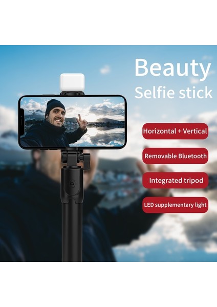 R1 Mavi Yeni Mini Bluetooth Kablosuz Selfie Çubuğu Geri Çekilebilir Katlanır Monopod, Ios Android Için Dolgu Işığı Uzaktan Kumanda Deklanşör ile (Yurt Dışından)