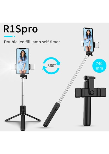 R1 Mavi Yeni Mini Bluetooth Kablosuz Selfie Çubuğu Geri Çekilebilir Katlanır Monopod, Ios Android Için Dolgu Işığı Uzaktan Kumanda Deklanşör ile (Yurt Dışından)