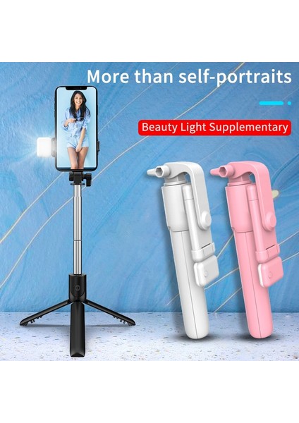R1 Mavi Yeni Mini Bluetooth Kablosuz Selfie Çubuğu Geri Çekilebilir Katlanır Monopod, Ios Android Için Dolgu Işığı Uzaktan Kumanda Deklanşör ile (Yurt Dışından)