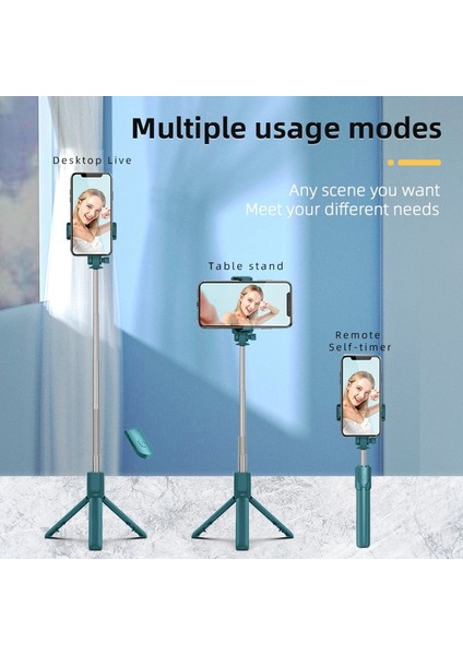 R1 Mavi Yeni Mini Bluetooth Kablosuz Selfie Çubuğu Geri Çekilebilir Katlanır Monopod, Ios Android Için Dolgu Işığı Uzaktan Kumanda Deklanşör ile (Yurt Dışından)