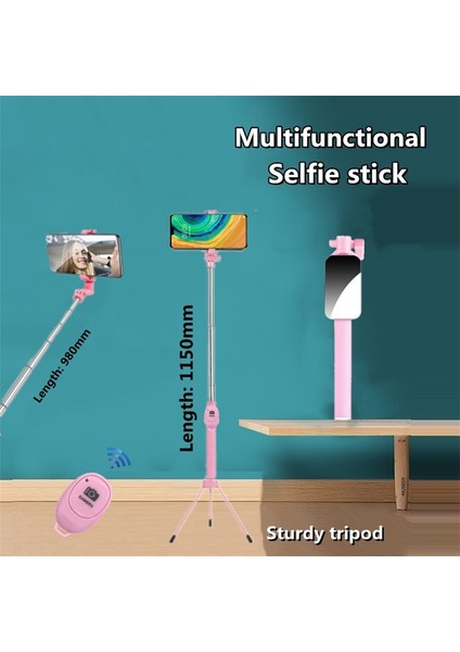 Stil 01 Roreta Yenı Katlanabilir Kablosuz Selfie Çubuğu Tripod, Bluetooth Deklanşör ve Tripod Tüm Telefonlar Için Paslanmaz Çelik Monopod (Yurt Dışından)