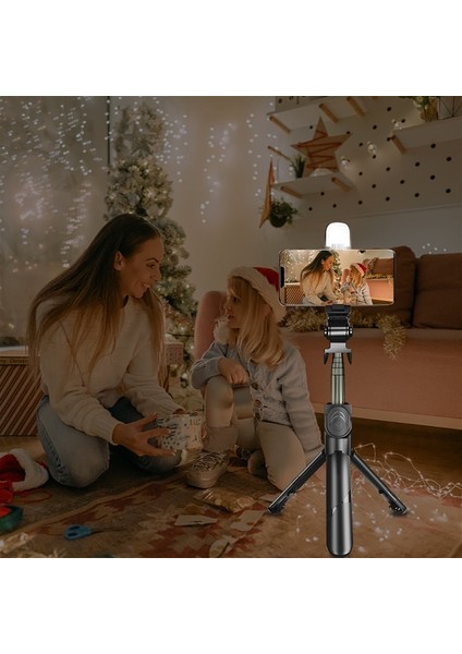 Siyah LED-70CM 5 In 1 Selfie Çubuğu Tripod, Mobil Kablosuz Bluetooth Sabitleyici Tutucu Için Işık Uzaktan Kumandalı Telefon iPhone Samsung Için (Yurt Dışından)