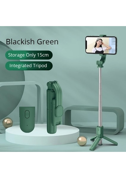 Yeşil Gimbal Akıllı Telefon Tripod Ayarlanabilir El Iphone Xiaomi Samsung Huawei Teleskopik Sopa Cep Telefon Tripodu Tutucu (Yurt Dışından)