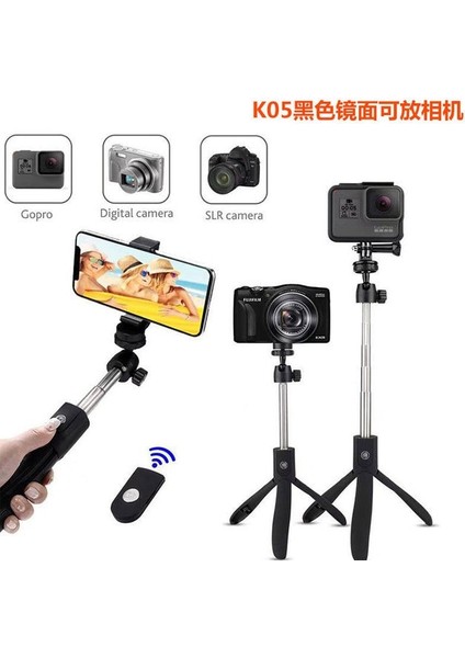 K05 80 cm Uzun Kablosuz Bluetooth Selfie Sopa Katlanabilir Mini Tripod Ios Android Telefon Standı Için Uzaktan Kumanda ile Cep Telefonu Tripod (Yurt Dışından)