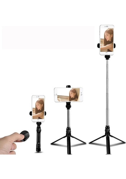 Siyah Kablosuz Bluetooth Özçekim Çubuğu Tripod Uzaktan Palo Cep Telefonu Canlı Fotoğraf Tutucu Tripod Kamera Monopod Zamanlayıcı Artefakt Çubuk (Yurt Dışından)