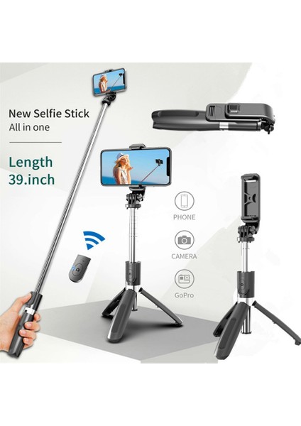 Beyaz Selfie Çubuğu Bluetooth Selfie Çubuğu Mini Katlanabilir Tripod Monopod iPhone Xiaomi Huawei Için Kablosuz Uzaktan Kumanda Otomatik Zamanlayıcı Artefakt Çubuk (Yurt Dışından)