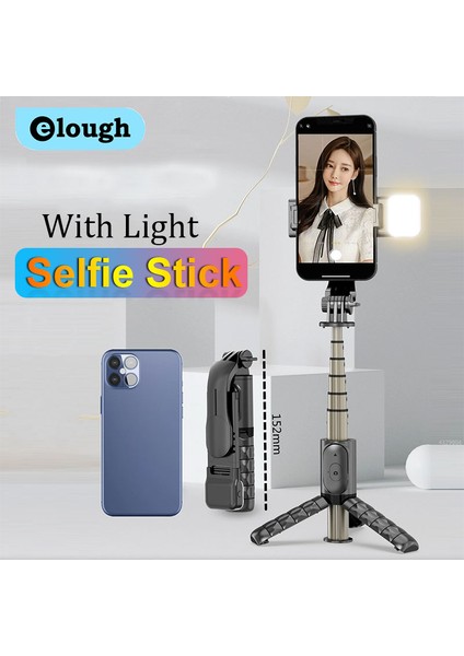 Hıçbır Açık Siyah Elough Selfie Sopa 360 ° Dönme Tutucu Kablosuz Bluetooth Cep Telefonu Tripod Huawei Samsung Xiaomi Ios Android Telefon Selfie (Yurt Dışından)