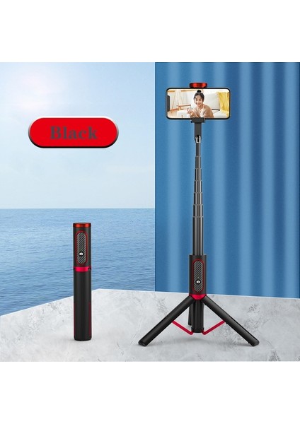 Siyah Taşınabilir Sabitleyici Selfie Sopa Tripod 360 Derece Dönme Bluetooth Selfie Uzaktan Kumanda iPhone Android Için Uzatılabilir (Yurt Dışından)