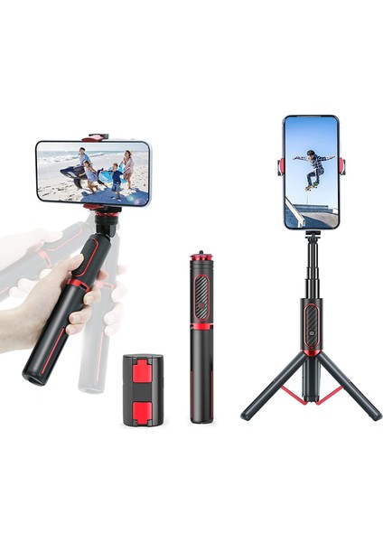 Siyah Taşınabilir Sabitleyici Selfie Sopa Tripod 360 Derece Dönme Bluetooth Selfie Uzaktan Kumanda iPhone Android Için Uzatılabilir (Yurt Dışından) fiyatları