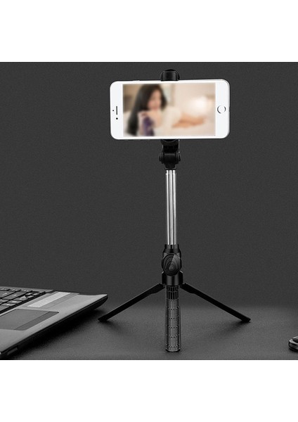 Siyah Bluetooth Selfie Sopa Uzatılabilir Katlanabilir Monopod Android Telefon Için Uzaktan Kumanda ile Canlı Parantez Fotoğraf Tripod Çekmek (Yurt Dışından)