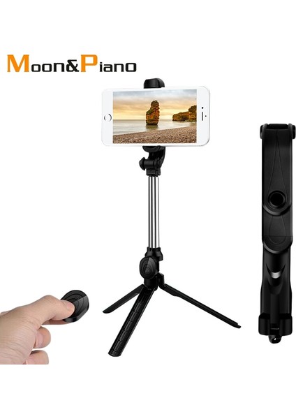 Siyah Bluetooth Selfie Sopa Uzatılabilir Katlanabilir Monopod Android Telefon Için Uzaktan Kumanda ile Canlı Parantez Fotoğraf Tripod Çekmek (Yurt Dışından) fiyatları