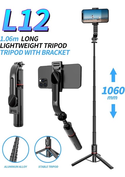 L12D Yeni L12/L12D Taşınabilir Kablosuz Bluetooth Telefon Teleskopik Selfie Sopa Tripod Dolgu Işığı ile Huawei iPhone Android Xiaomi Için (Yurt Dışından) fiyatları
