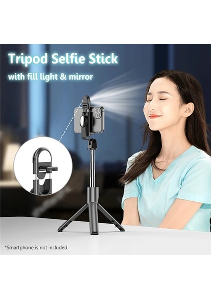 Siyah Evrensel Telefon Tutucu Selfie Sopa Tripod Akıllı Telefon Için Dolgu Işığı Aynası ile Uyumlu iPhone Huawei Xiaomi Braketi (Yurt Dışından) fiyatları