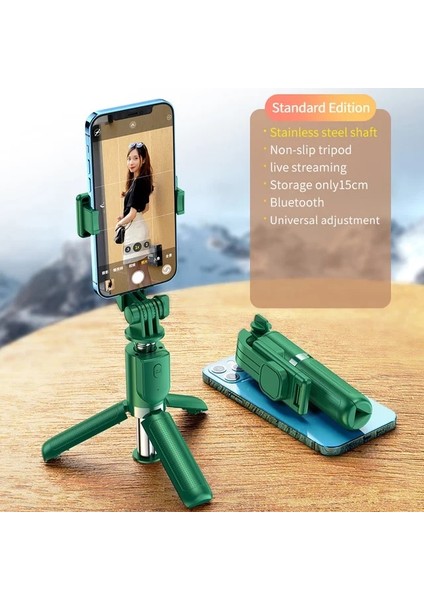Yeşil Canlı Yayın Braketi Kablosuz Bluetooth Mini Tripod Genişletilebilir Monopod Yatay ve Dikey Çekim Tripod Monopod Tripod (Yurt Dışından)