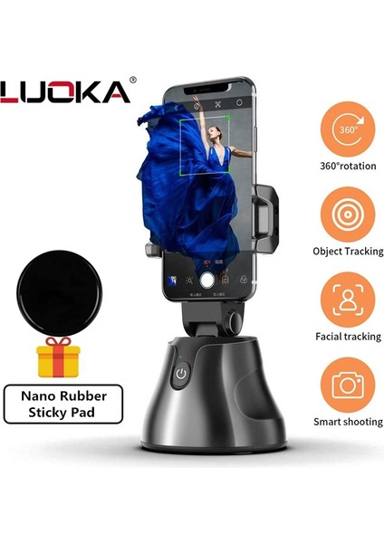 Siyah Cep Telefonu Tripodları Cep Telefonu Tutucu 360° Döndürme Otomatik Yüz Nesne Takip Telefonu Kameralı Telefon Montaj Tutucu Selfie Çubukları Standı (Yurt Dışından) fiyatları