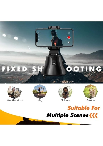 Siyah Cep Telefonu Tripodları Cep Telefonu Tutucu 360° Döndürme Otomatik Yüz Nesne Takip Telefonu Kameralı Telefon Montaj Tutucu Selfie Çubukları Standı (Yurt Dışından) modelleri