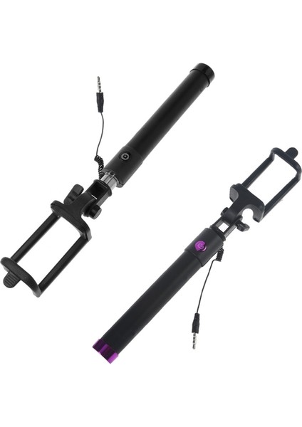 Siyah El 3.5mm Selfie Taşınabilir Uzatılabilir Telefon Monopod Galaxy S9/s9 Artı/not 9/not 8 Için Android Ios Için (Yurt Dışından)