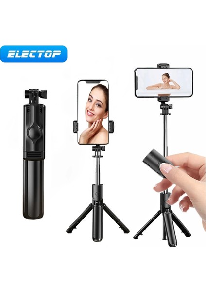 S03 Siyah Electop Kablosuz Bluetooth Selfie Çubuğu Iphone/android/huawei Katlanabilir El Monopod Deklanşör Uzaktan Uzatılabilir Tripod (Yurt Dışından)