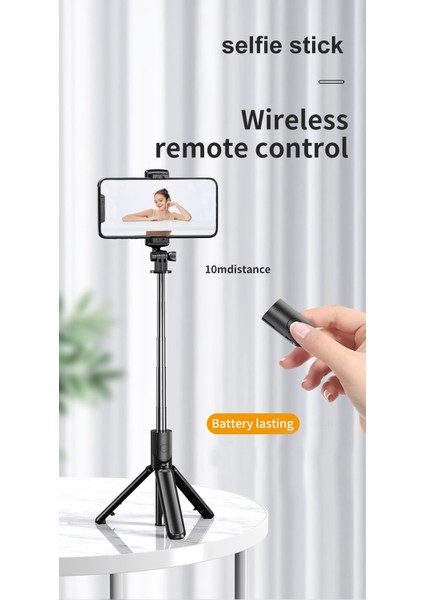 S03 Siyah Electop Kablosuz Bluetooth Selfie Çubuğu Iphone/android/huawei Katlanabilir El Monopod Deklanşör Uzaktan Uzatılabilir Tripod (Yurt Dışından)