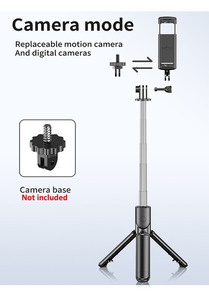 S03 Siyah Electop Kablosuz Bluetooth Selfie Çubuğu Iphone/android/huawei Katlanabilir El Monopod Deklanşör Uzaktan Uzatılabilir Tripod (Yurt Dışından)