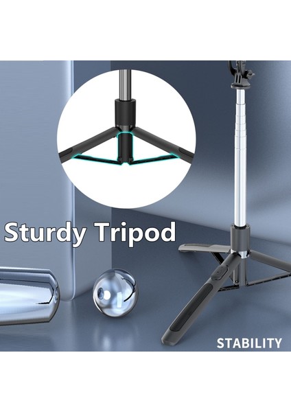 Işık Yok Kutu Yok Yeni Kablosuz Bluetooth Selfie Çubuğu Katlanabilir Uzaktan Deklanşörlü Büyük Tripod Kameralı Telefon Için Selfie Canlı Akışı Için Orijinal (Yurt Dışından)