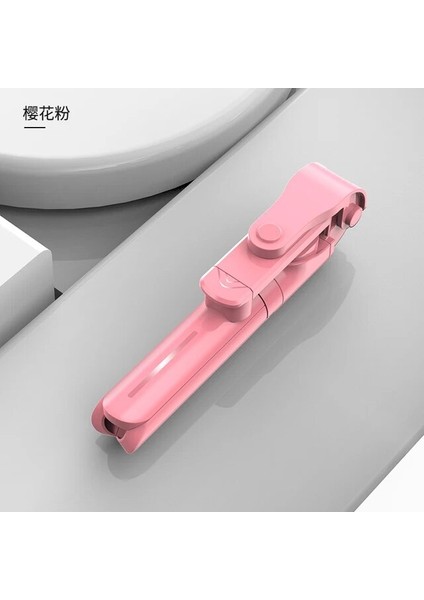 Pembe Dahili Işık Taşınabilir Alüminyum Alaşım 76CM Selfie Çubuğu Katlanabilir 20CM IPhone Xiaomi Için Cep Telefonu Tutucu Esnek Bluetooth El Tipi (Yurt Dışından)