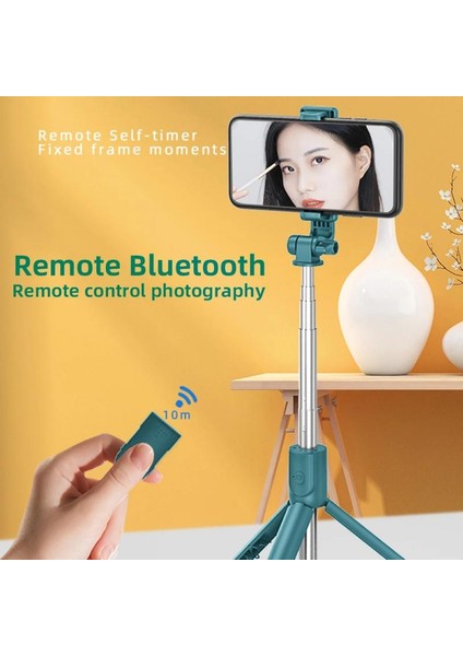 R1S Yeşil Selfie Çubuğu Dereceli Fotoğraf Tutucu Uzatılmış Tripod Canlı Yayın Desteği Tüm Cep Telefonları Bluetooth Uzaktan Kumanda Tiktok (Yurt Dışından) fırsatları