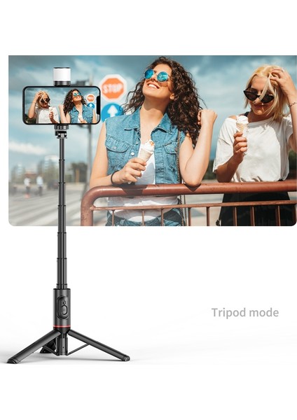 Siyah Dolgu Işığı Ekleyin Fangtuosı Yenı Alüminyum Alaşımlı Taşınabilir Bluetooth Kablosuz Selfie Çubuk Tripod Dolgu Işığı ile Huawei iPhone 14 Android Xiaomi (Yurt Dışından) fiyatları