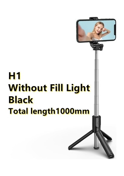 Siyah Işıksız Ultra Taşınabilir Tripod Telefon Uzaktan Kumandalı Bluetooth Selfie Çubuğu Huawei IPhone ve Android Için Katlanabilir Geri Çekilebilir (Yurt Dışından)