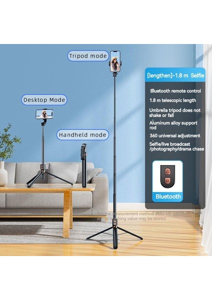 1,8 M-Dolgu Işığı Yok 1800 mm Uzun Uzatılmış Bluetooth Kablosuz Selfie Çubuğu Canlı Yayın Standı Tutucu Tripod Akıllı Telefonlar Için Dolgu Işığıyla Katlanabilir (Yurt Dışından)
