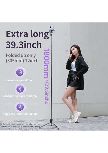 1,8 M-Dolgu Işığı Yok 1800 mm Uzun Uzatılmış Bluetooth Kablosuz Selfie Çubuğu Canlı Yayın Standı Tutucu Tripod Akıllı Telefonlar Için Dolgu Işığıyla Katlanabilir (Yurt Dışından) indirimleri