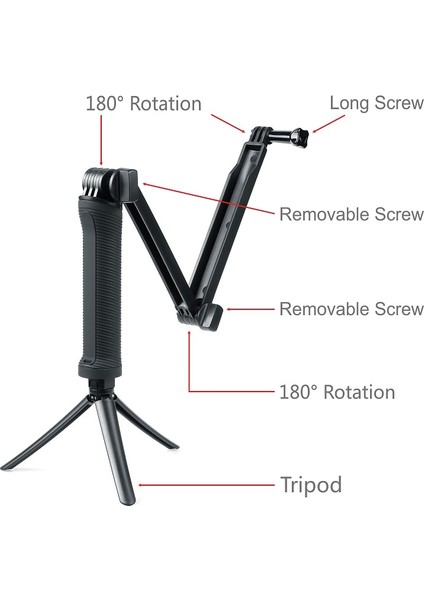 Mavi 3 Yollu Kavrama Su Geçirmez Monopod Selfie Sopa Tripod Standı Gopro Hero 11 10 9 8 7 Yi 4K Sjcam Eken Djı Osmo Go Pro Aksesuarları (Yurt Dışından)