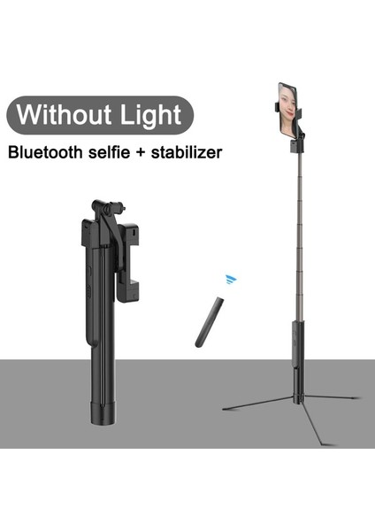 Işıksız Mamen 170CM Bluetooth Selfie Çubuğu Sabitleyici, Çift Işıklıtripod Otomatik Zamanlayıcı Canlı Video Çekimi Için 10 Inç Halka Işığı (Yurt Dışından)