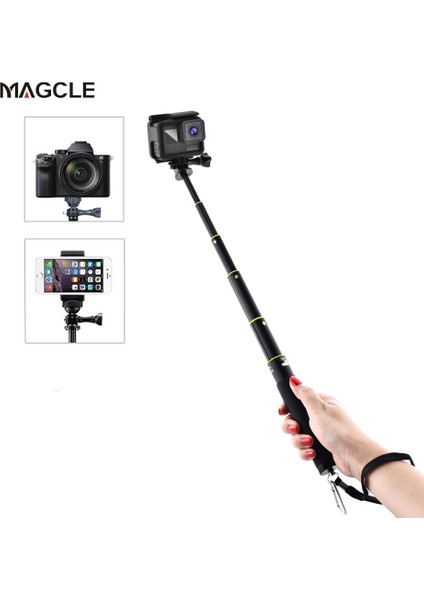 Siyah Magcle Eylem Video Kameralar Uzatılabilir Bluetooth Uyumlu Selfie Sopa Tutucu Video Kamera Akıllı Telefonlar Için Selfie Sopa Kamera (Yurt Dışından)