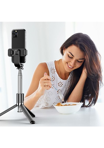 Beyaz Taşınabilir Kablosuz Bluetooth Selfie Sopa El Monopod Deklanşör Düğme ile Cep Telefonu Ios Android Için Katlanabilir Mini Tripod (Yurt Dışından)