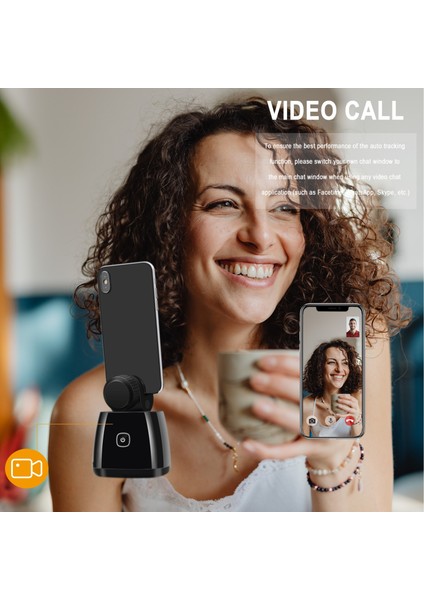 Beyaz Taşınabilir Hepsi Bir Arada Otomatik Izleme Tutucu Selfie Çubuğu, 360 Döndürme Otomatik Yüz Izleme Nesne Takip Vlog Kameralı Telefon Tutucu (Yurt Dışından)