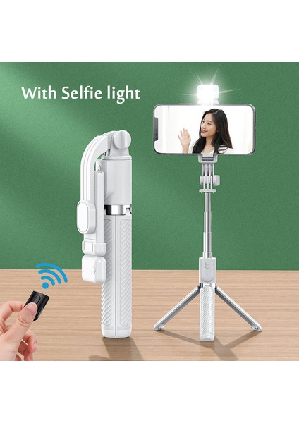 Selfie Işığı ile Taşınabilir Bluetooth Selfie Çubuğu Geri Çekilebilir Çok Fonksiyonlu 103 cm Telefon Tutucu Selfie Işığı ile Tripod Kablosuz Uzaktan Deklanşör (Yurt Dışından)